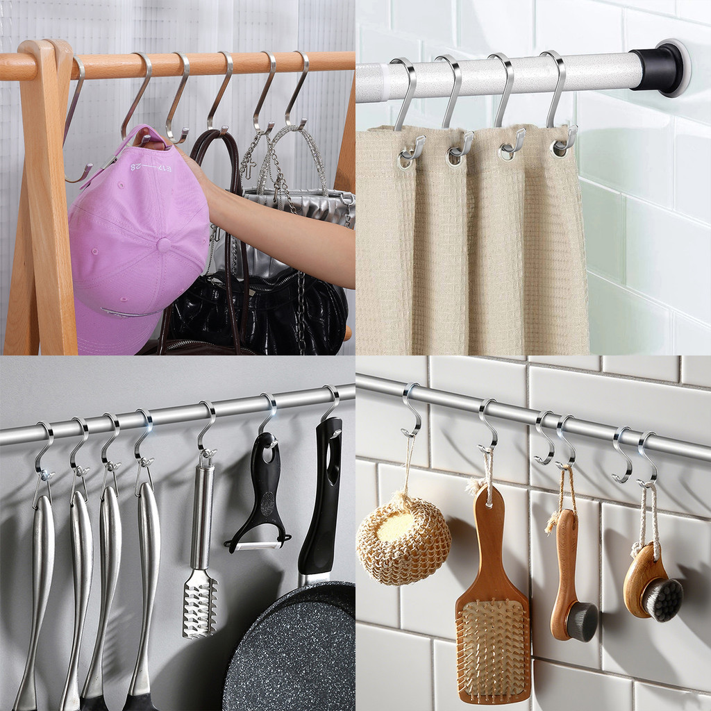 ที่เก็บเสื้อผ้าในครัวเรือน - ตะขอแบนรูปตัว ส สแตนเลส - ไม้แขวนเสื้อกันสนิมสําหรับงานหนัก - ราวแขวนเครื่องครัวในครัว - รูปที่ 3