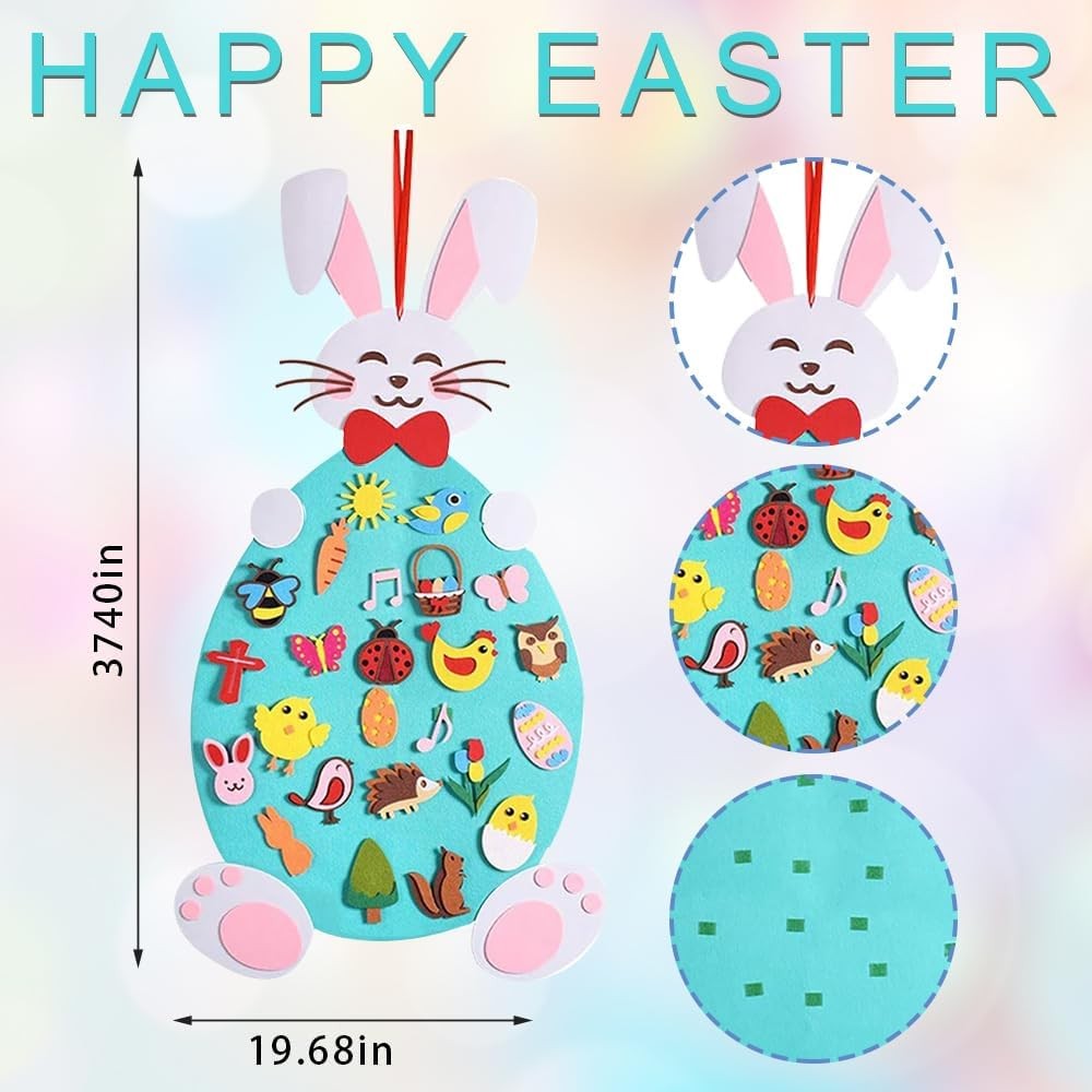 Hying อีสเตอร์ DIY Felt กระต่ายชุดกระต่าย Felt Craft ชุดที่ถอดออกได้เครื่องประดับ Happy Easter Chick