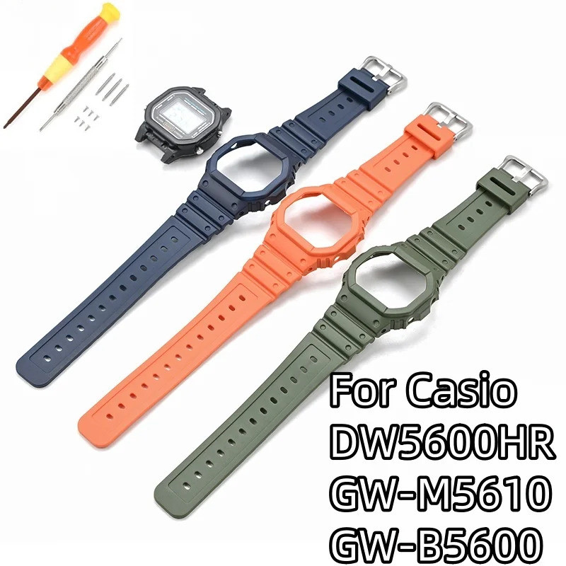 เปลี่ยนสายนาฬิกาเรซินและชุด Bezel สําหรับ Casio G-Shock DW5600HR GW-M5610 GW-B5600 ฝาครอบอุปกรณ์เสริ