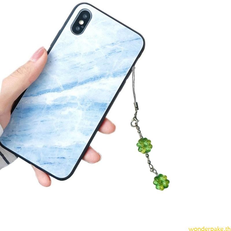 Wonder Four Leaf Grass Phone Strap Modern Four Leaf Grass Beaded Chain พวงกุญแจแฟชั่น