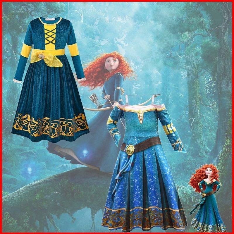 NS1 Pixar Merida Brave Princess คอสเพลย์เครื่องแต่งกายสําหรับเด็กสาวฤดูร้อนปาร์ตี้ฮาโลวีนประสิทธิภาพ