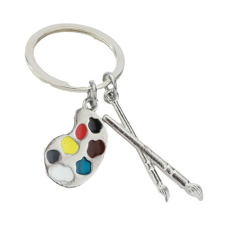 จานสีและแปรงพวงกุญแจแฟชั่นพวงกุญแจที่ใส่แหวนพวงกุญแจอุปกรณ์เครื่องประดับ ทําเอง 2025