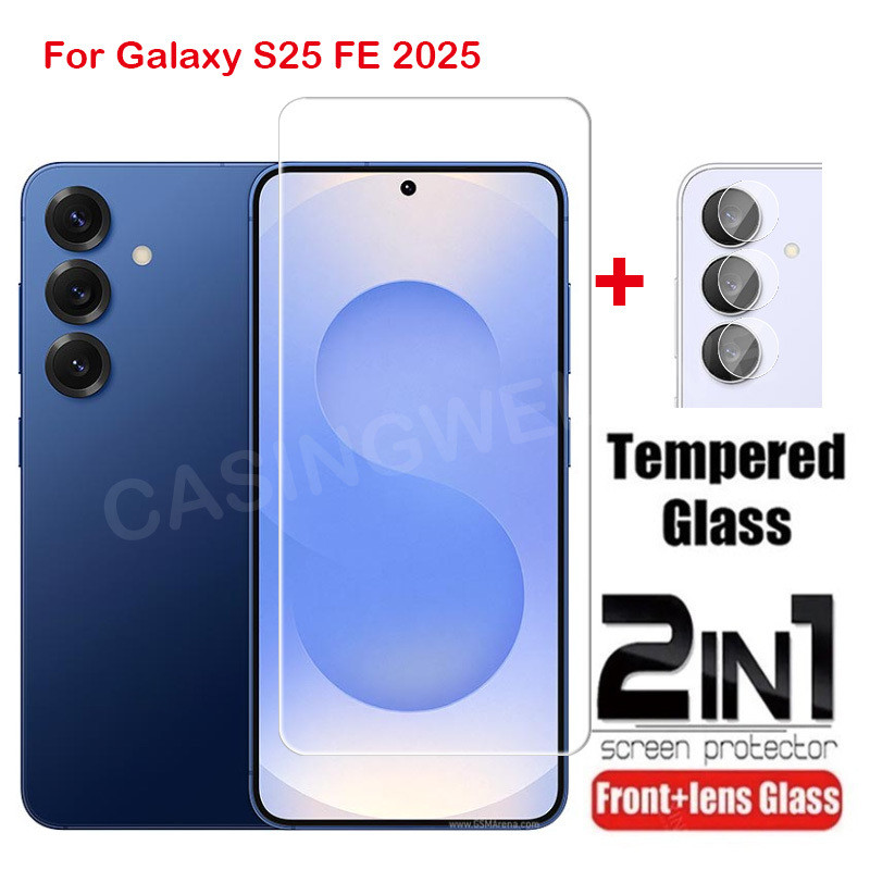 สําหรับ Samsung Galaxy S25 FE S25 Plus + S25 Ultra S25FE 5G 2025 คลุมทั้งหมดกระจกนิรภัยด้านหน้าฟิล์มป้องกันหน้าจอกลับเลนส์กล้องป้องกันฟิล์ม