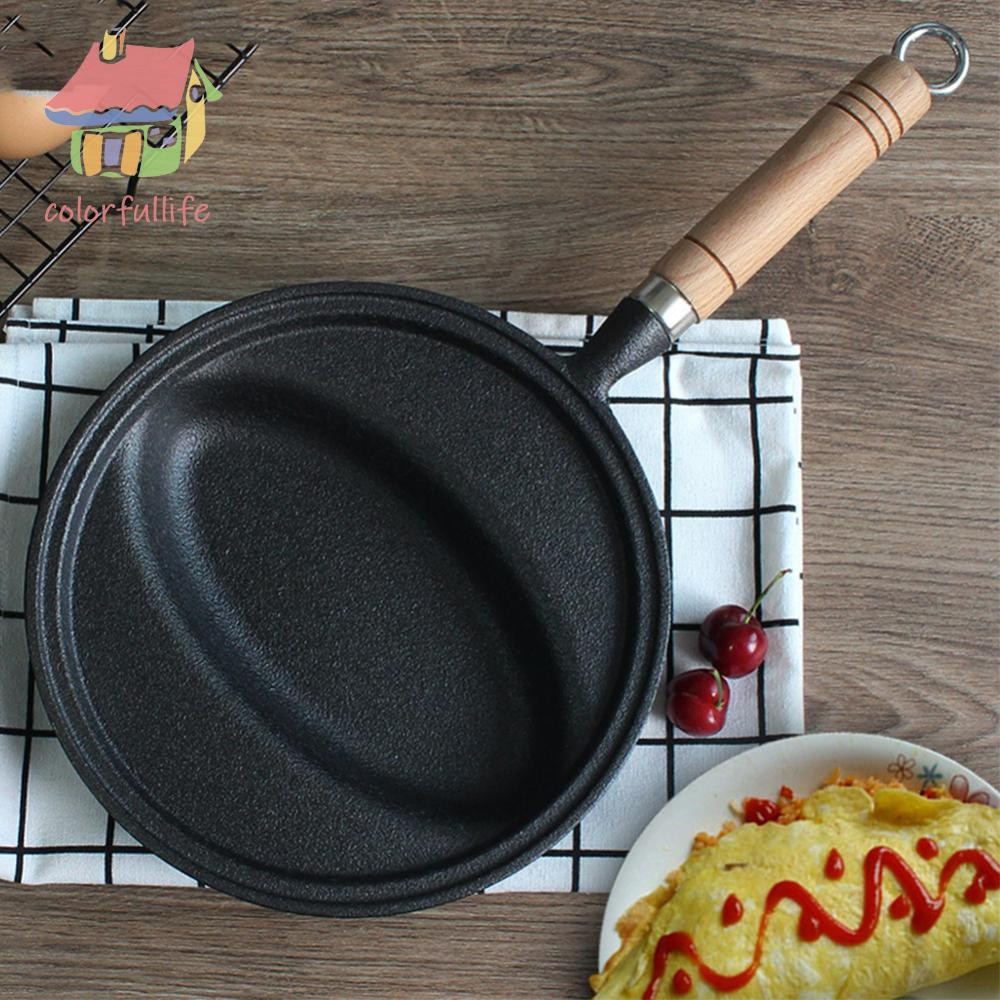 กระทะเหล็กหล่อด้ามไม้ Omurice ทําอาหารหม้อ Non-Stick ไข่เจียวไข่หม้อ Anti-Scald สําหรับโฮมเมด Omuric