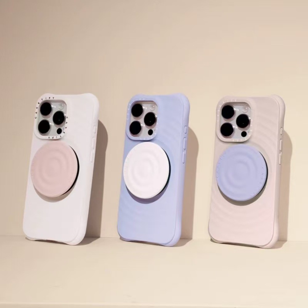 CaseTifg Ripple Grip Stand คุณภาพสูง Super Magnetic พับกล่องสําหรับ iPhone Waves ซิลิโคนเหลว Bracket ทํางานร่วมกับ Universal Fulcrum รุ่น - รูปที่ 2