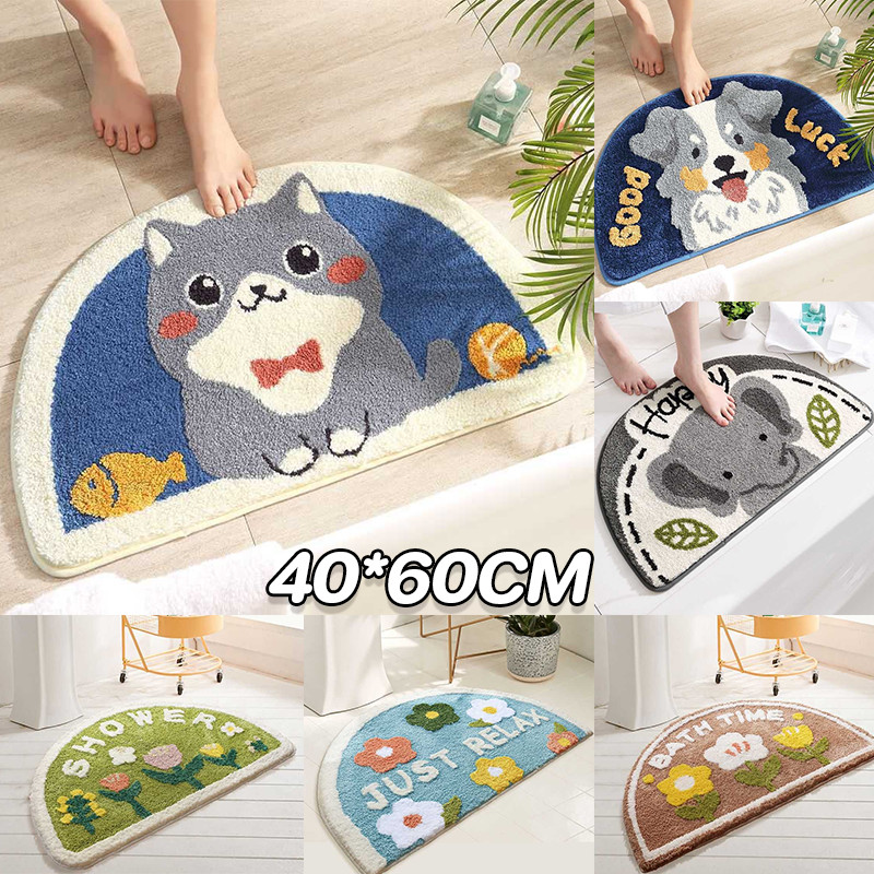 พร้อมส่ง 40*60cm นุ่มและสบาย เสื่อปูพื้น รูปแบบสัตว์ ลายดอกไม้ พรมห้องน้ำ ป้องกันการลื่นไถล การดูดซับน้ำ