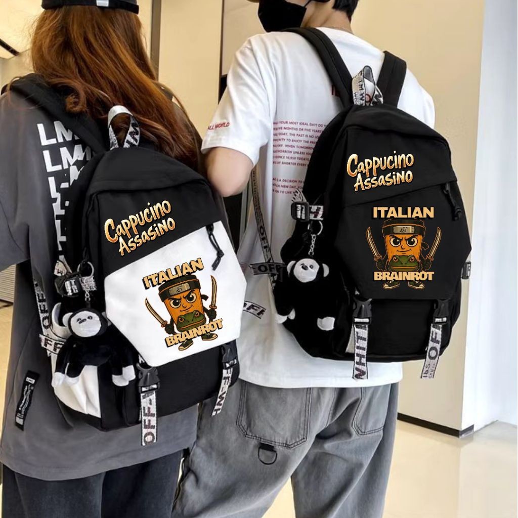 NDS - กระเป๋าชายและหญิงสําหรับโรงเรียนประถมศึกษา กลาง และมัธยมปลาย ตุง ตุง Sahur Cappuccino กระเป๋าเ