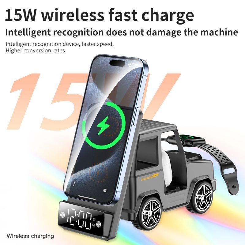 ใหม่ Wireless Charger Six-in-One Multi-Function Charger จัดแต่งทรงผมรถรถบ้านไร้สาย