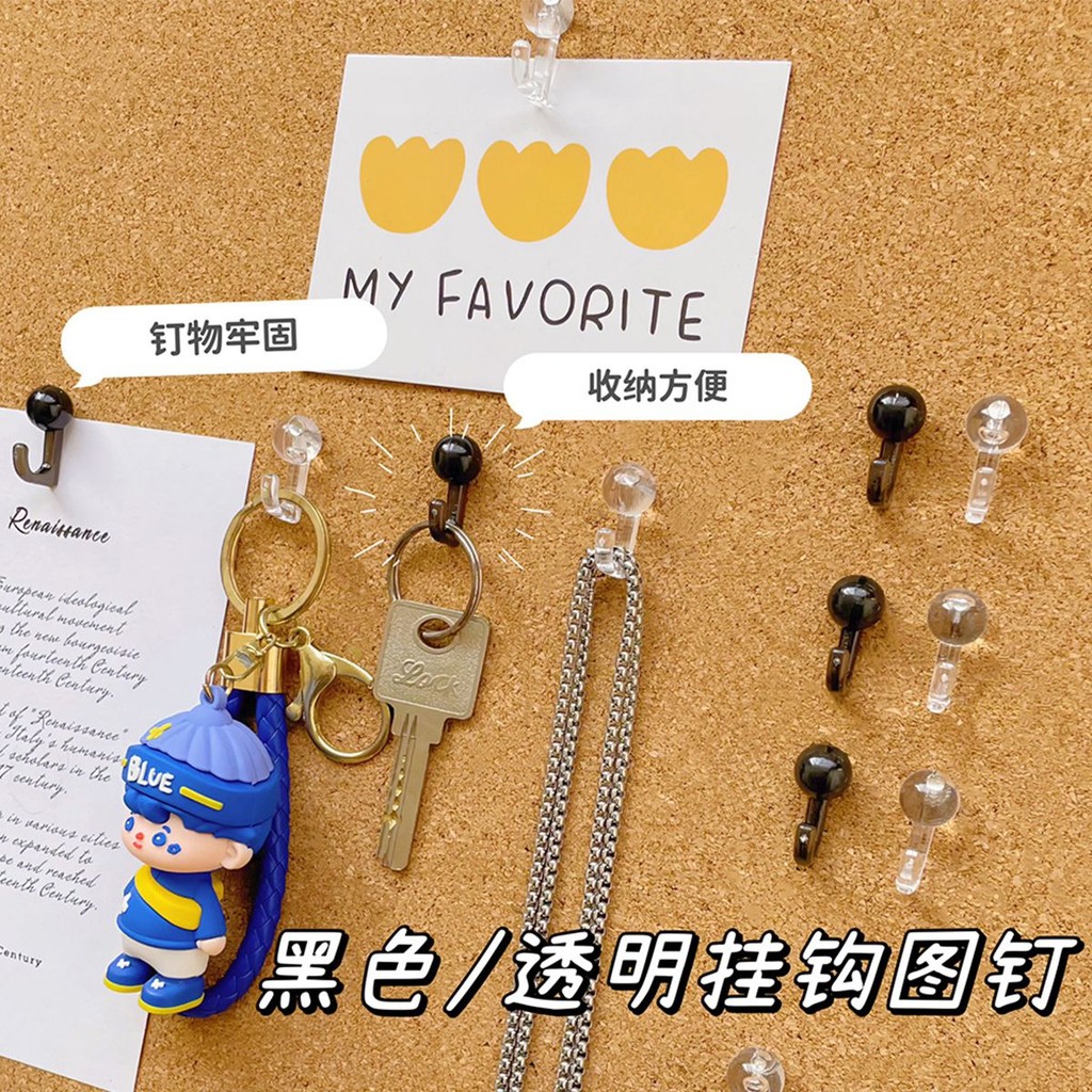 โปร่งใสโปร่งใส Thumbtack Ins สไตล์กดเล็บ Hook เล็บมัลติฟังก์ชั่เก็บไม่ตก Felt BOARD Cork BOARD เฉพาะการบาดเจ็บฟรี BOARD แขวนภาพเครื่องประดับพวงกุญแจ