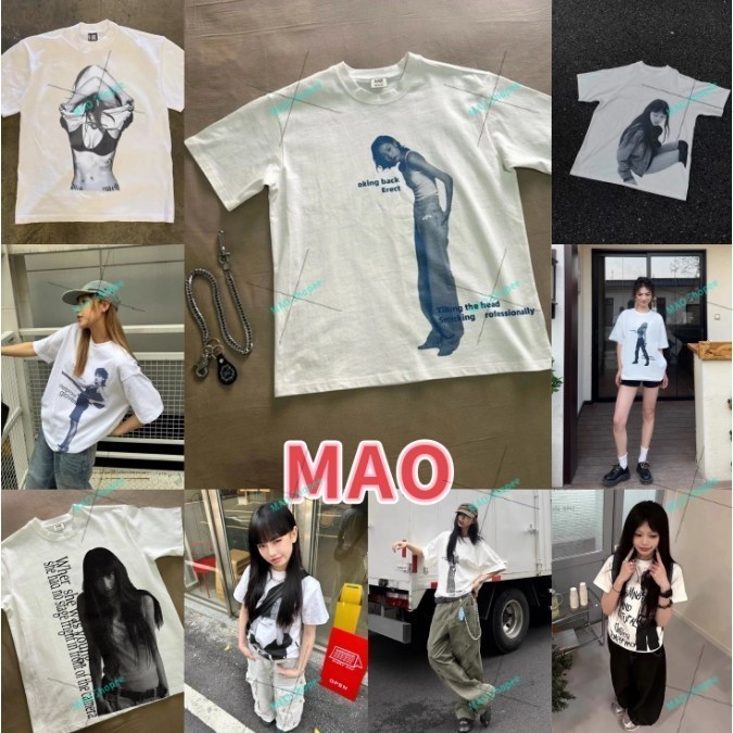 COD✅ (จัดส่งในกรุงเทพฯ) MAO Shop OVERSIZE White T-shirt – ผ้าฝ้ายแฟชั่นคอกลมแขนสั้นเสื้อยืดผู้หญิง #51064