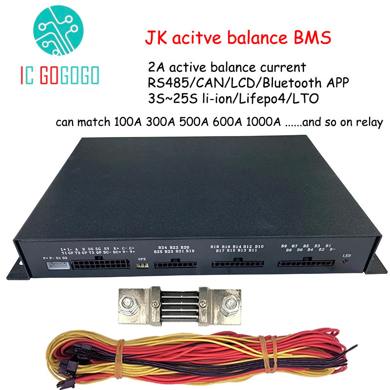 JK Active Balance สมาร์ท BMS 3S ถึง 25S รีเลย์ 600A CAN Li-ion Lifepo4 ป้องกันบลูทูธ APP 20S 16S JK-