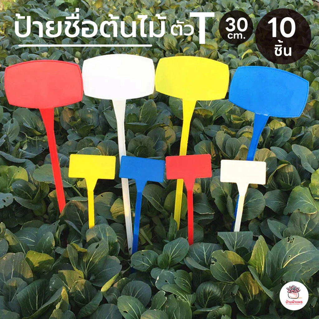 [ 10 ชิ้น ] ป้ายชื่อต้นไม้ T #30ซม. #50ซม. ป้ายชื่อพลาสติก ป้ายแท็ก แท็กติดต้นไม้ ป้ายชื่อตัวที