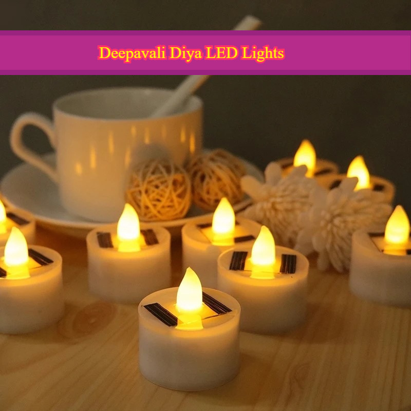 [4 ชิ้น = 1 ชุด] พลังงานแสงอาทิตย์ LED Flameless เทียนกันน้ํากลางแจ้งพลังงานแสงอาทิตย์เทียนแบบชาร์จไฟได้สําหรับ Deepavali