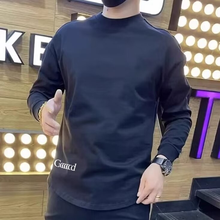 แขนยาวด้านบนหลวมตัวอักษรยอดนิยมผู้ชายสวมใส่เยาวชนรอบคอ 2025 แจ็คเก็ต 23 เสื้อยืดสไตล์ใหม่ ใหม่202520