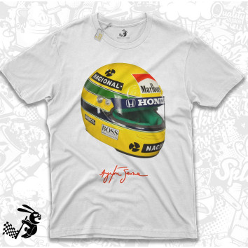 หมวกกันน็อกแข่ง Ayrton Senna และเสื้อยืดไมโครไฟเบอร์