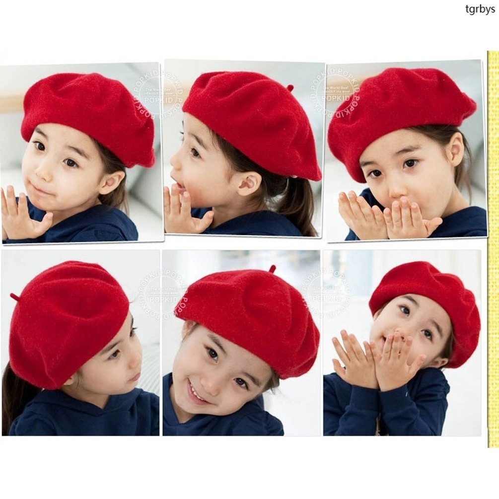 หมวกขนสัตว์แบบเบเร่ต์และสกีสำหรับเด็กหญิงฤดูหนาว ดีไซน์เหมือนศิลปิน