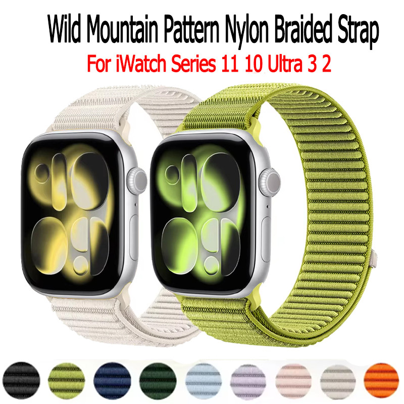 ห่วงไนล่อนสําหรับ IWatch band series 11 10 Ultra 3 2 49mm 46mm 42mm Belt Bracelet iWatch Strap