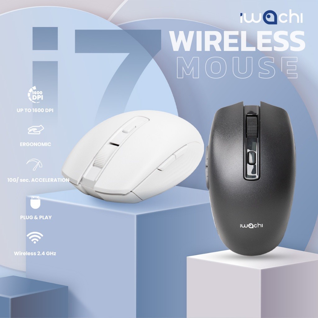 เมาส์ไร้สาย IWACHI i7  Wireless Mouse ระยะเชื่อมต่อ 10 เมตร DPI 3 ระดับ