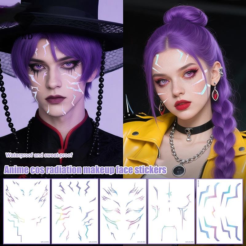 PND 4/8Pcs เลเซอร์ชั่วคราว Tattoo สติกเกอร์อะนิเมะคอสเพลย์ Stage Performance แต่งหน้ากันน้ําสติกเกอร