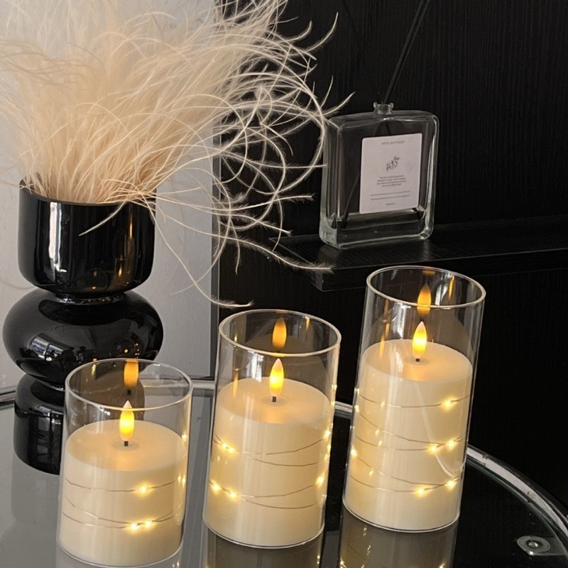 COD โคมไฟเทียนLED อะคริลิค เทียนปลอมสไตล์โรแมนติก อุปกรณ์เทียนโยก อุปกรณ์ตกแต่ง - รูปที่ 4