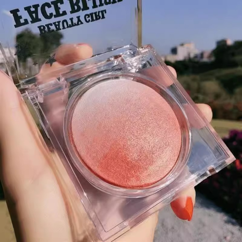 KQTQK/KQTQK เกาหลี Club Gradient Highlighter Blush Palette น่ารัก All-in-One Palette Monochrome สีส้