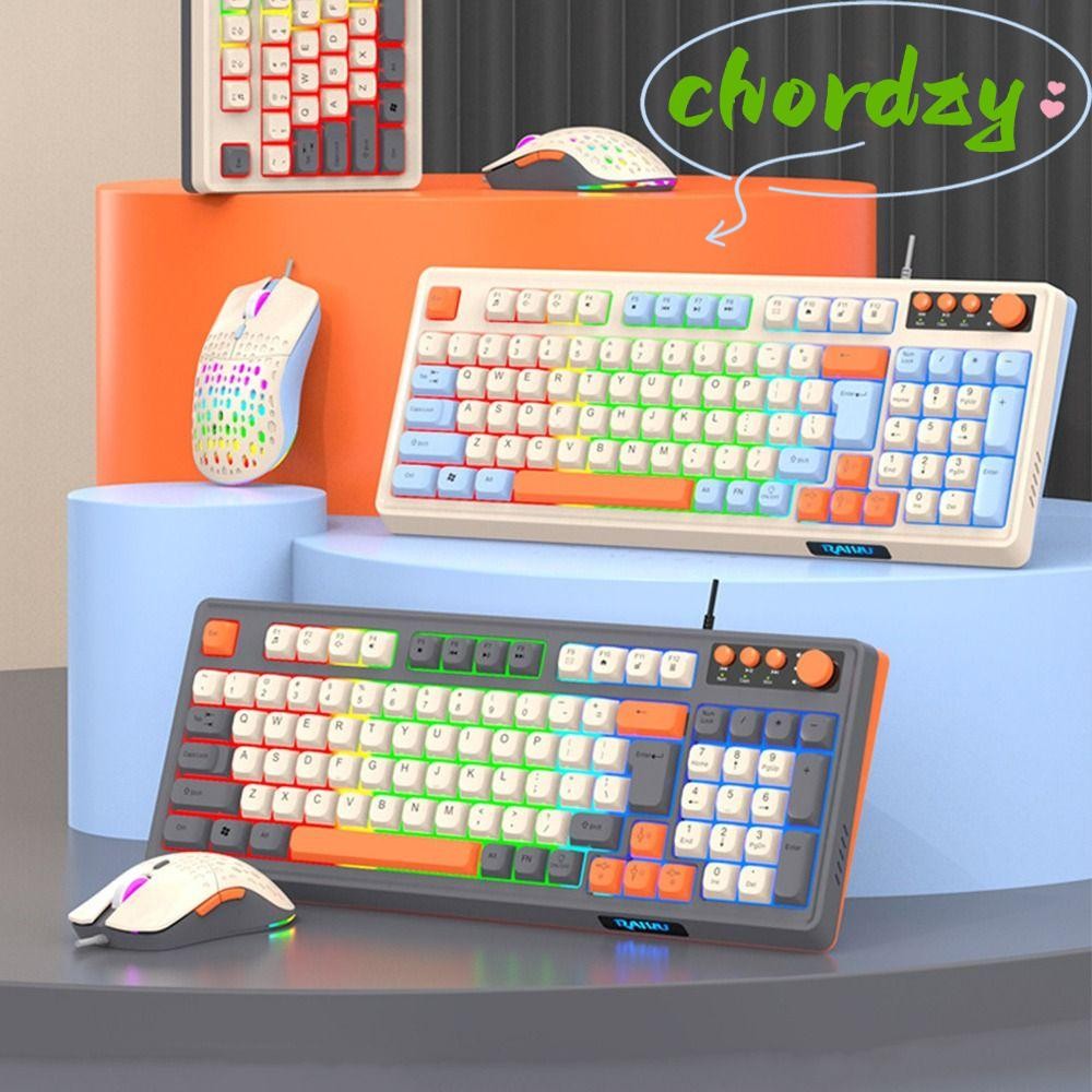 คีย์บอร์ด CHORDZY RAID T98, คีย์บอร์ดเมาส์ชุด, Luminous Rainbow สีการเชื่อมต่อ USB Gaming Mechanical