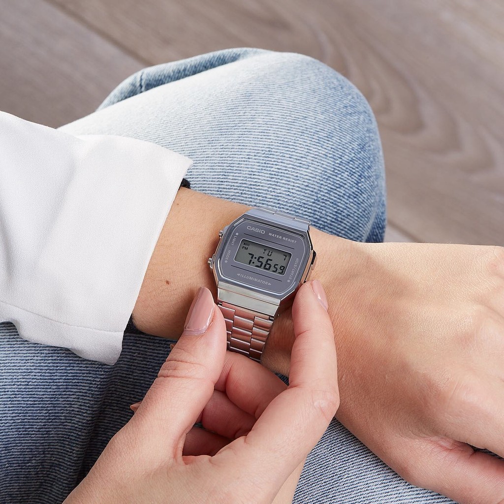 Casio คลาสสิกขนาดเล็ก Silver Nuggage Retro อินเทรนด์ Cool กันน้ําญี่ปุ่นเกาหลีนาฬิกาผู้ชายผู้หญิง A1