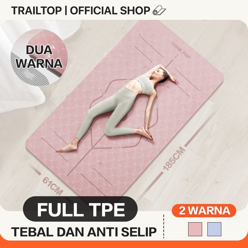 TrailTop เสื่อโยคะพรีเมี่ยม TPE เสื่อโยคะ เสื่อกีฬากันลื่น หนา 6/8 มม.