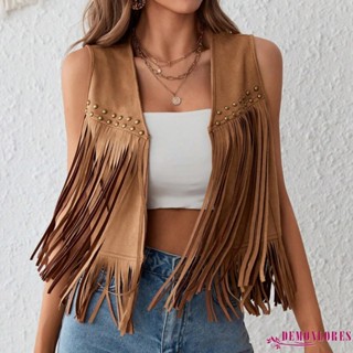 Demonlores - แจ็กเก็ตVESTทรงฮิปпиสำหรับผู้หญิง สวมแบบแขนกุด …