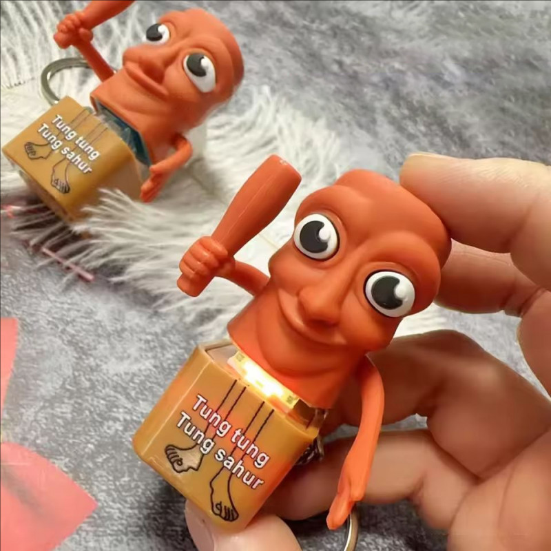 GANTUNGAN Tung Tung Sahur พวงกุญแจของเล่นกดปุ่ม Tung Tung Sahur พวงกุญแจเสียง