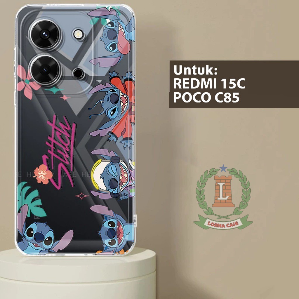 พรีเมี่ยม GLOSSY CLEARCASE เข็มทิศนุ่มสําหรับ REDMI 15C และ POCO C85 4G / 5G MOTIF PNG-STITCH-1