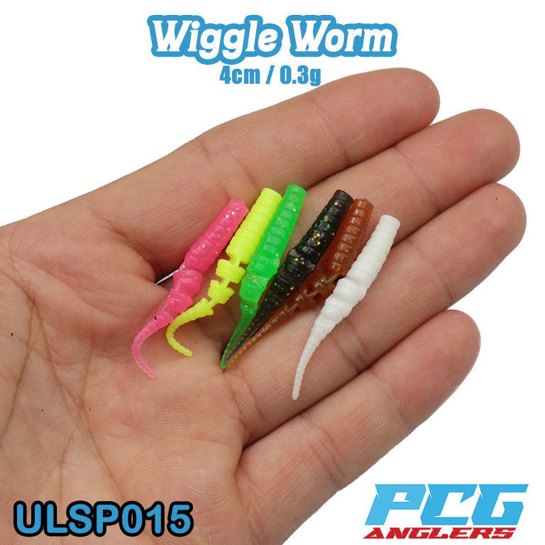 Wiggle Worm 4 ซม.1 แพ็ค/20 ชิ้น Ajing Lure Softplamic Ultralight ตกปลา Umpan Pancing Casting Worm