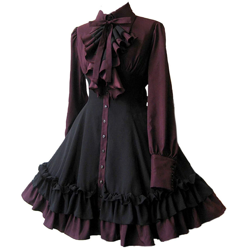 อะนิเมะ สินค้า ยุคกลาง Gothic Gothic Gothic Bow ชุด Renaissance Steampunk กระโปรงหญิงชุด