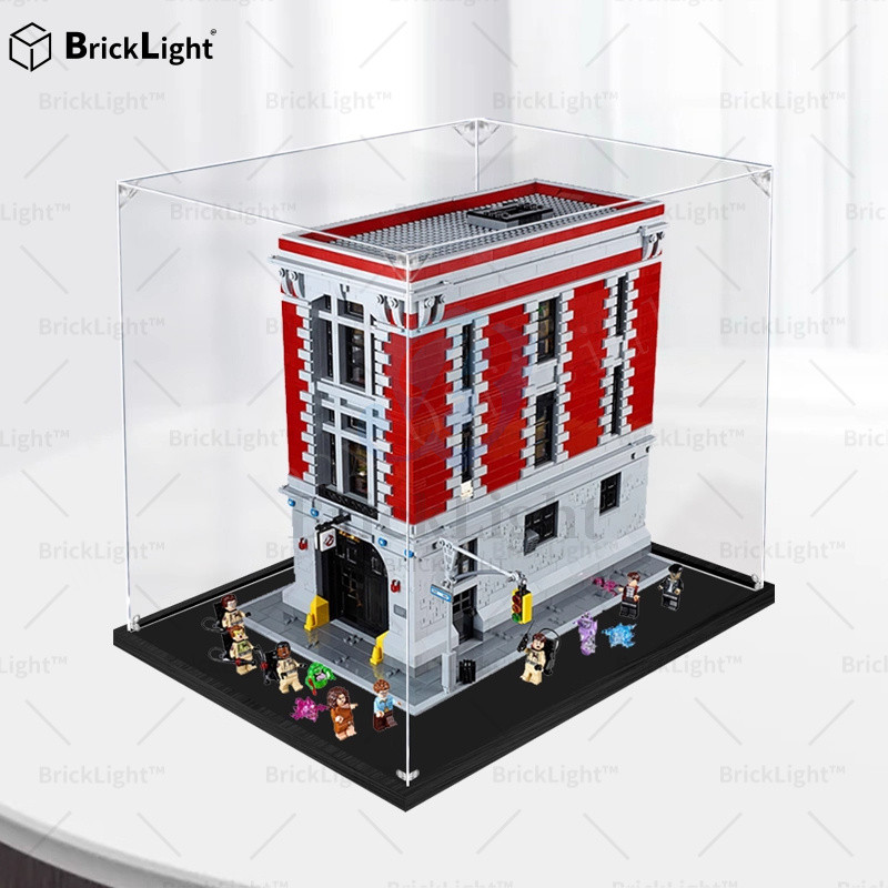 ❤️กล่องใส่โมเดล ไฟสร้างบล็อกผีจับกล้าทีมชุดกล่องแสดงอะคริลิเหมาะสําหรับเลโก้75827ป้องกันฝุ่นรูปอาคาร