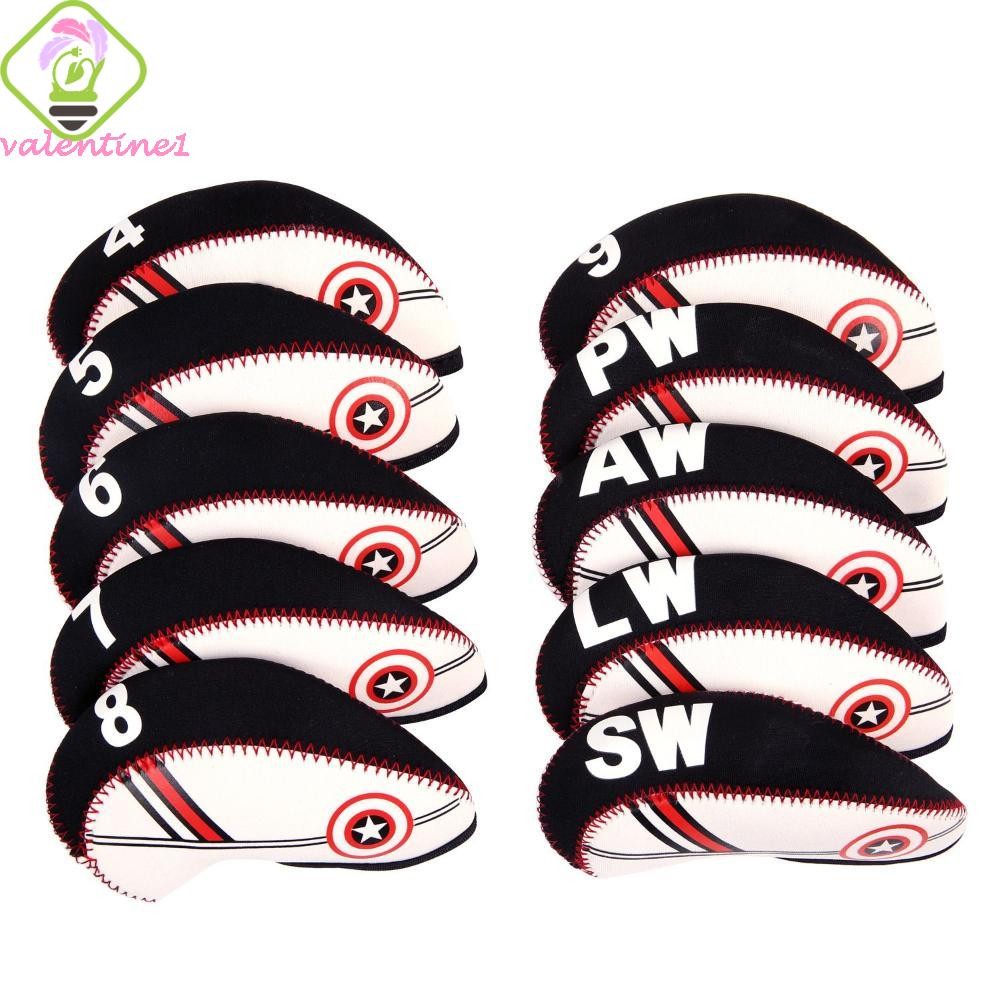 AVALENTINE Golf Iron Headcover ทนทาน 10 ชิ้น/เซ็ตกอล์ฟเหล็กชุดฝาครอบป้องกันอุปกรณ์การฝึกอบรมกอล์ฟที่