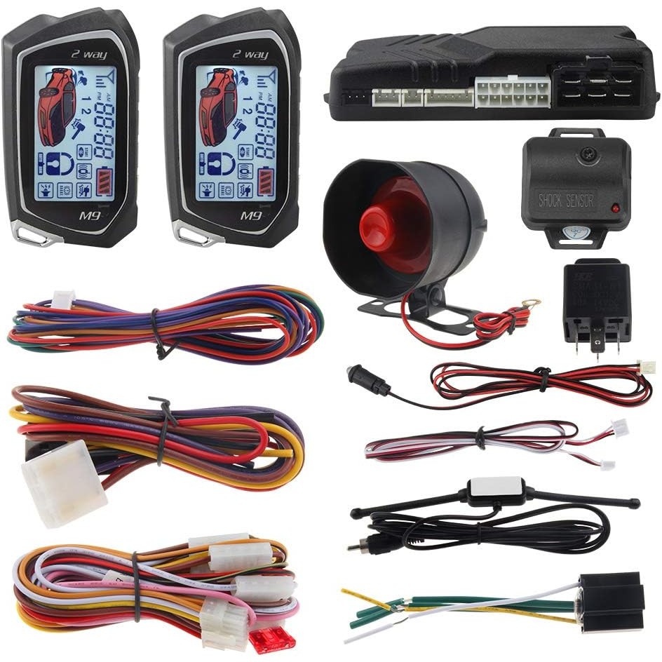 EASYGUARD EC201-M9 2 Way Car Alarm System 1.73 นิ้วขนาดใหญ่ LCD Pager Display Remote Starter Turbo T