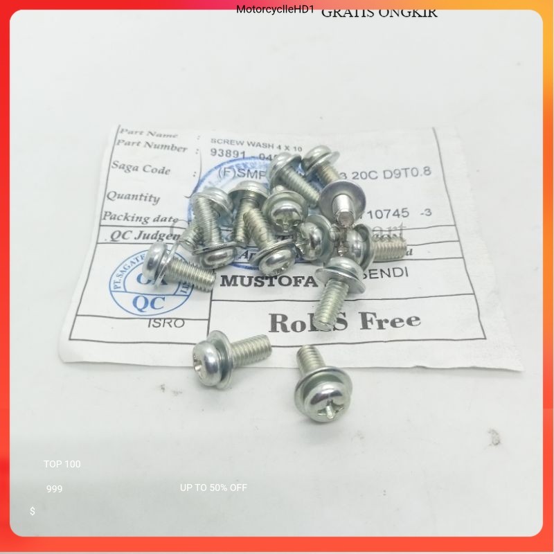BOLT M4X12 ORIGINAL BOLT 7 M4 1 CM CARBURETOR BOLT DOUBLE RING BOLT ORIGINAL ใหม่ Hd1