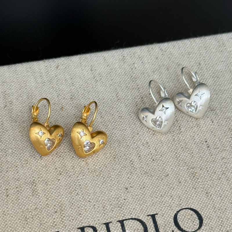 แฟชั่นZircon StarแปรงโลหะLove Heart Hoopต่างหูหูหัวเข็มขัด