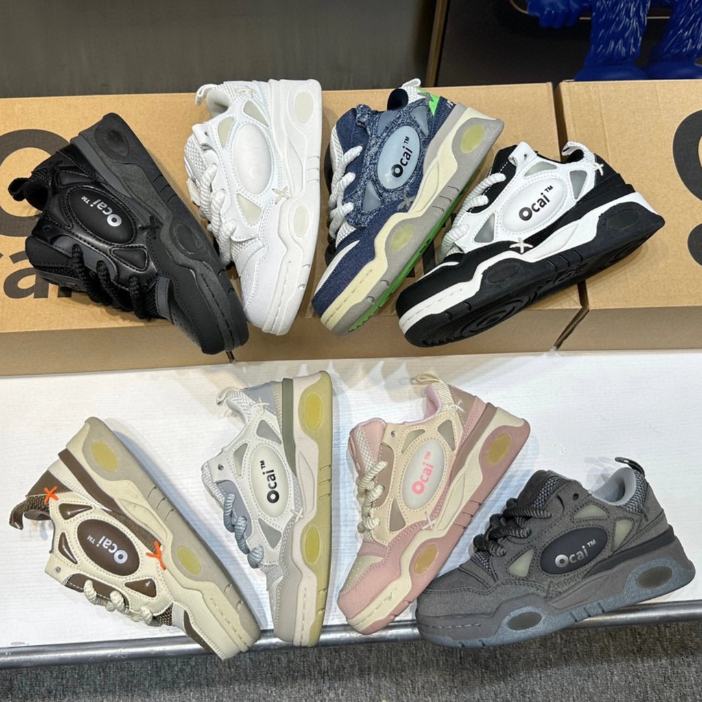 Ocai RETRO รองเท้า ออกแบบขนมปังใหญ่ Soled หนา สไตล์ NATIONAL STREET สำหรับกีฬาและสเก็ตบอร์ด ผู้ชายแล