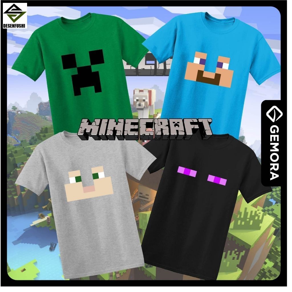 GEMORA_CARTOON _MINECRAFT (CREEPER_ENDERMAN_ALEX_STEVE)_ TEE เสื้อยืด KIDS & ADULT SIZE AVAILABLE Q1