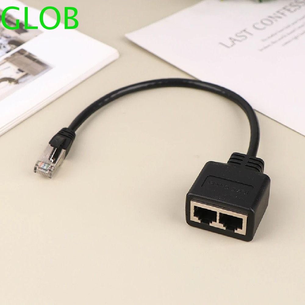 GLOB Gigabit Ethernet Splitter สีดํา LAN Ethernet Cable Splitter Cable Network Connector ทนทาน RJ45 