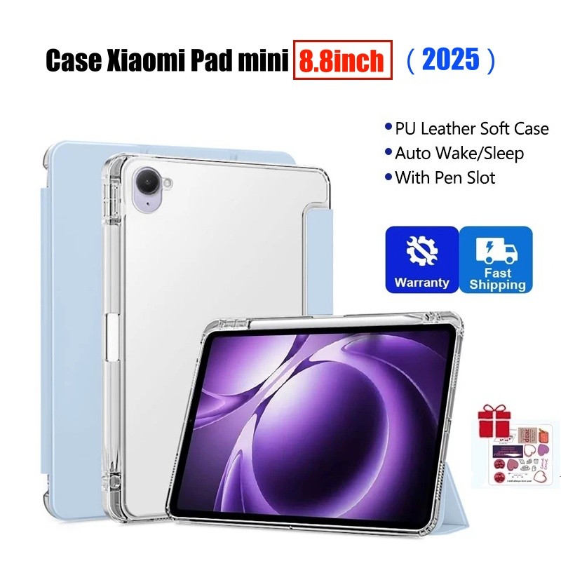เคส Xiaomi Pad Mini 8.8 นิ้ว 2025 พร้อมช่องเสียบปากกาแม่เหล็กป้องกันสําหรับ Xiaomi Pad Mini Case ด้า