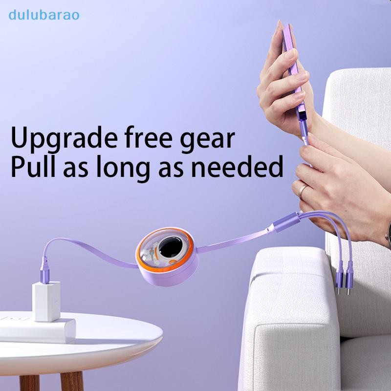 [DUL] 6A 100W 3 In 1 Telescopic Data Cables Super Fast สายชาร์จ Micro USB Type C 8 Pin สําหรับ 14 Hu