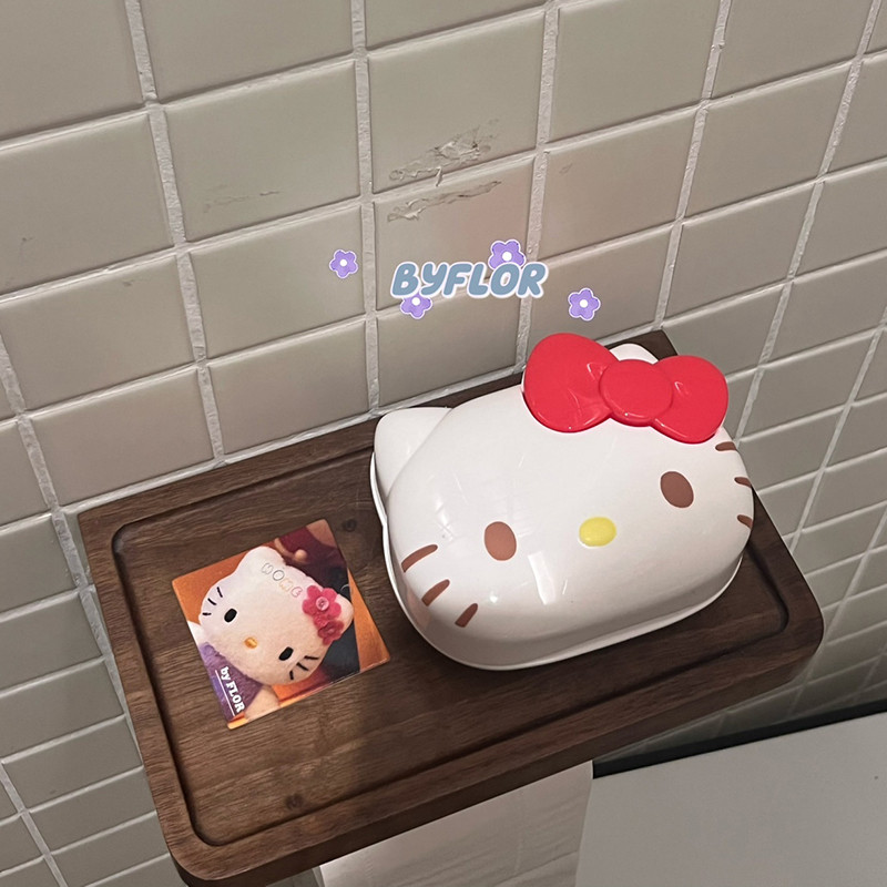 กล่องสบู่คิตตี้น่ารักเคาน์เตอร์สบู่ผู้จัดงานสบู่ระบายน้ํากล่องเก็บอุปกรณ์ห้องน้ํา - รูปที่ 7