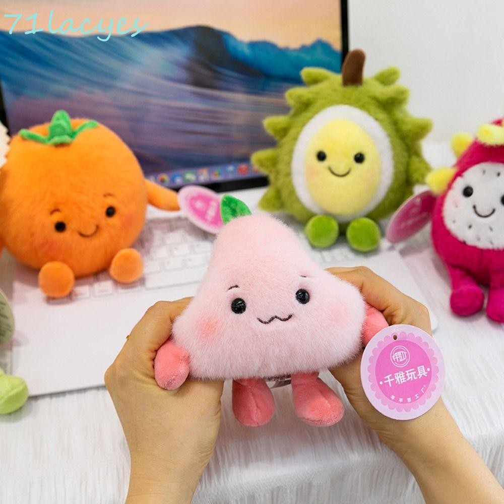 LACYES Fruit Peach Plush Doll, ผลไม้มังกรหอม Durian Plush Toy พวงกุญแจ, น่ารัก Fluffy Hami melon Sof