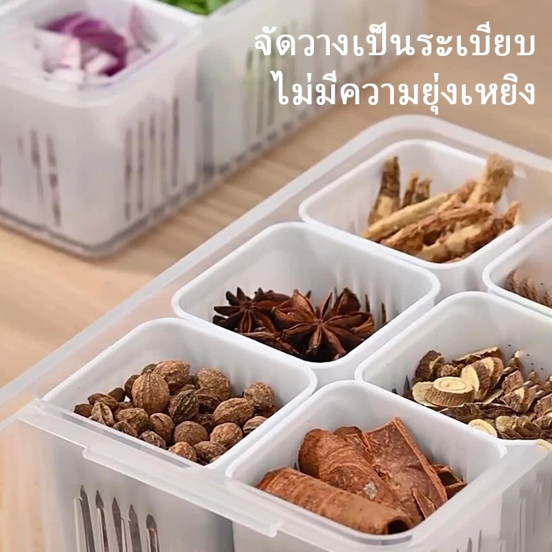 BAZZR กล่องถนอมอาหาร แยก 4/6ช่อง โปร่งใสกล่องเก็บอาหาร กล่องเก็บของในตู้เย็น กล่องบรรจุอาหารเด็ก กล่องเก็บผัก พร้อมฝาปิด - รูปที่ 4