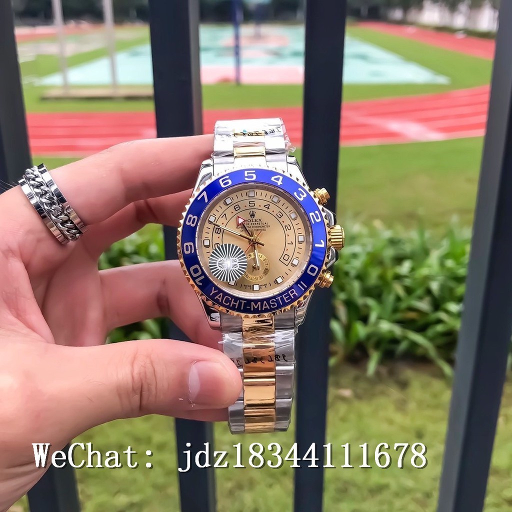R.olxx Yacht-Master II Series 40MM Case เส้นผ่านศูนย์กลางแฟชั่น All-match Mens Automatic Mechanical 
