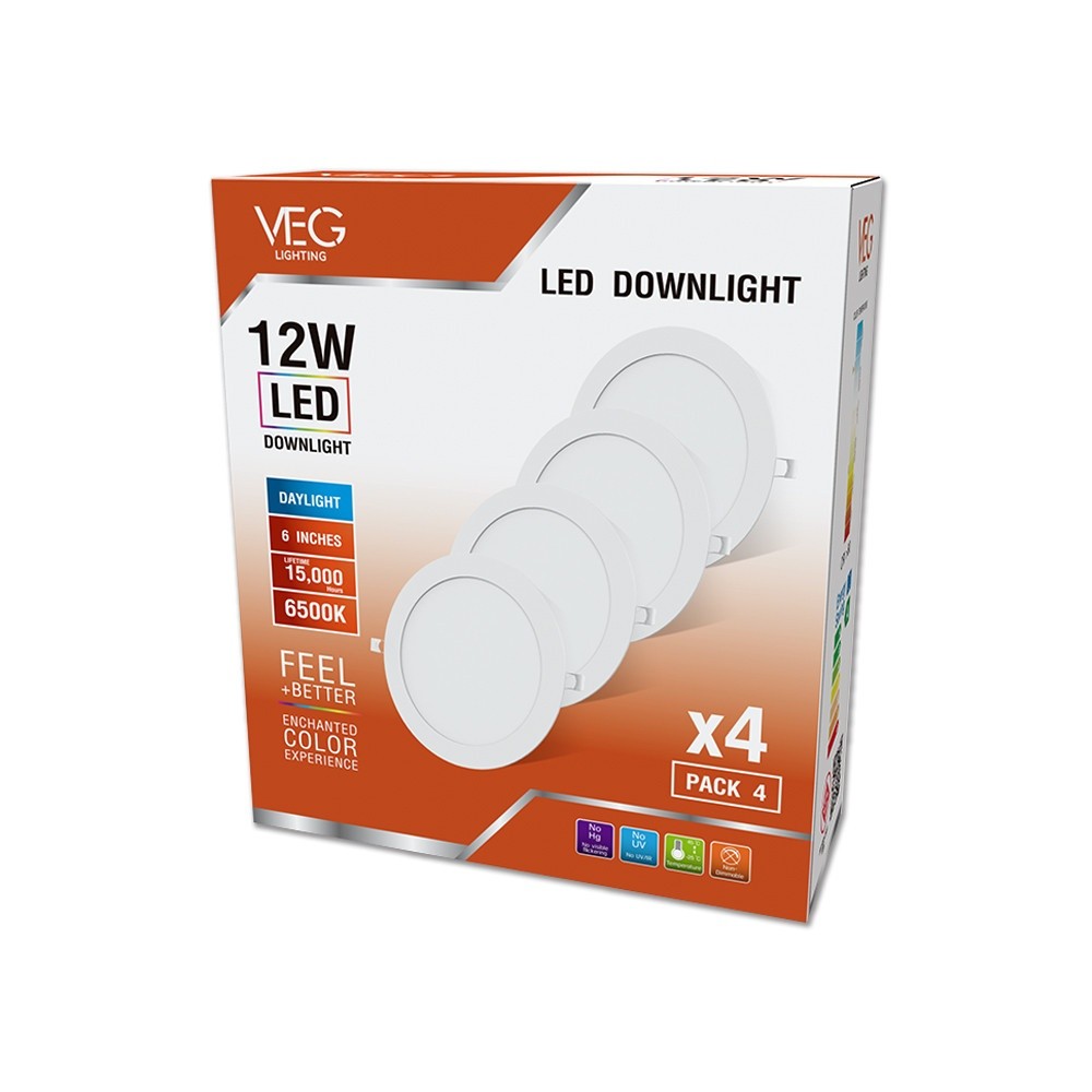 Ghouse Online V.E.G.lighting ดาวน์ไลท์ LED แบบฝังหน้ากลม 6 นิ้ว 12W รุ่นTP-CDW-12DL-4V แสงเดย์ไลท์ (