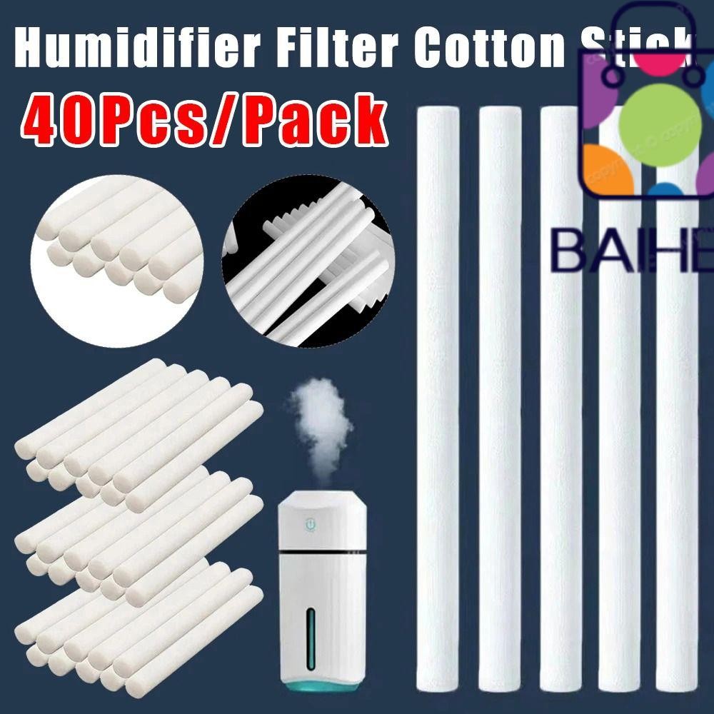 BAIHEE ฟองน้ํา Humidifier Sticks 40 ชิ้น Swab Core กรองฟองน้ํา ทนทาน 8 มม. ผ้าฝ้าย Air Humidifier สําหรับ USB Aroma Diffuser