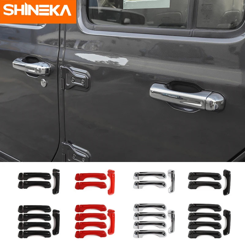 SHINEKA สําหรับ Jeep Wrangler JL 2018 + ABS ภายนอกด้านข้างประตู Tailgate Handle ตกแต่งฝาครอบสติกเกอร